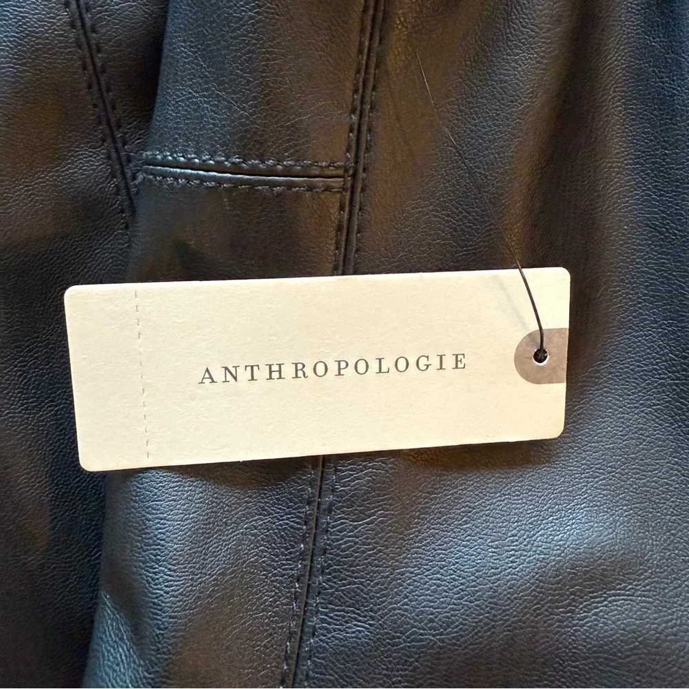 NWT Maeve Anthropologie Square-neck leather black dress S - Picture 11 of 15